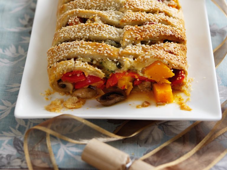 IDEAL FOR BOXING DAY: FESTIVE CHEDDAR VEGETABLE & CHESTNUT PLAIT