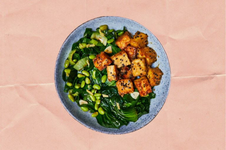 JOE WICK’S IDEAL RECIPE FOR MISO TOFU WITH STIR-FRIED GINGER GREENS (LOW CARB)