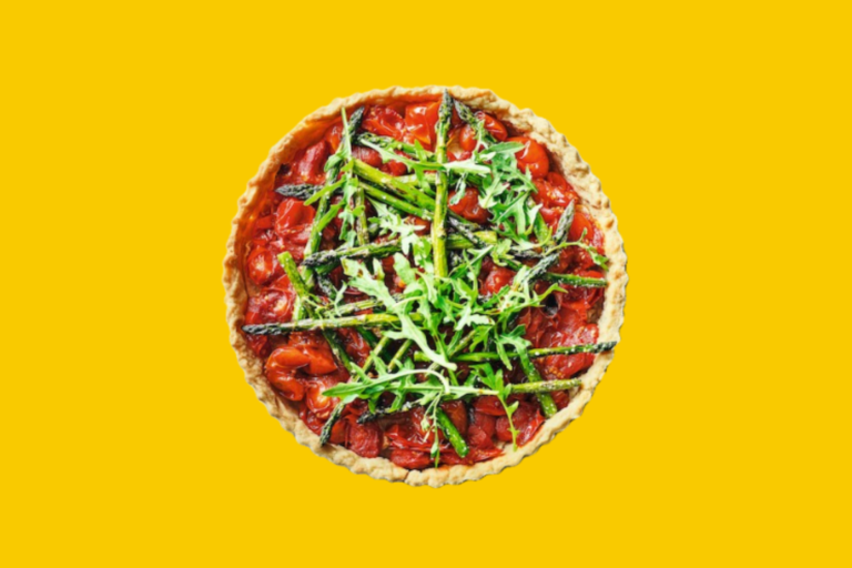 THE IDEAL TOMATO CONFIT, CELERIAC & ASPARAGUS TART