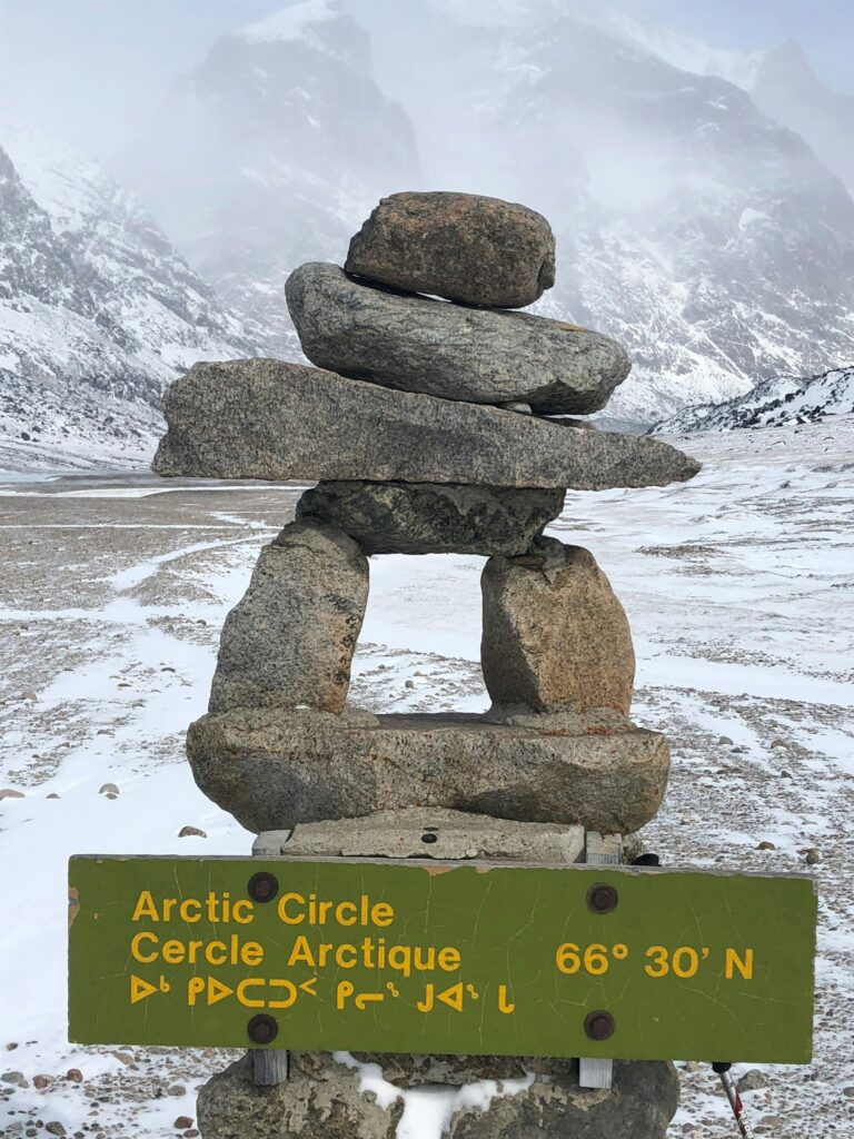 
Arctic Circle marker in Auyuittuq National Park.