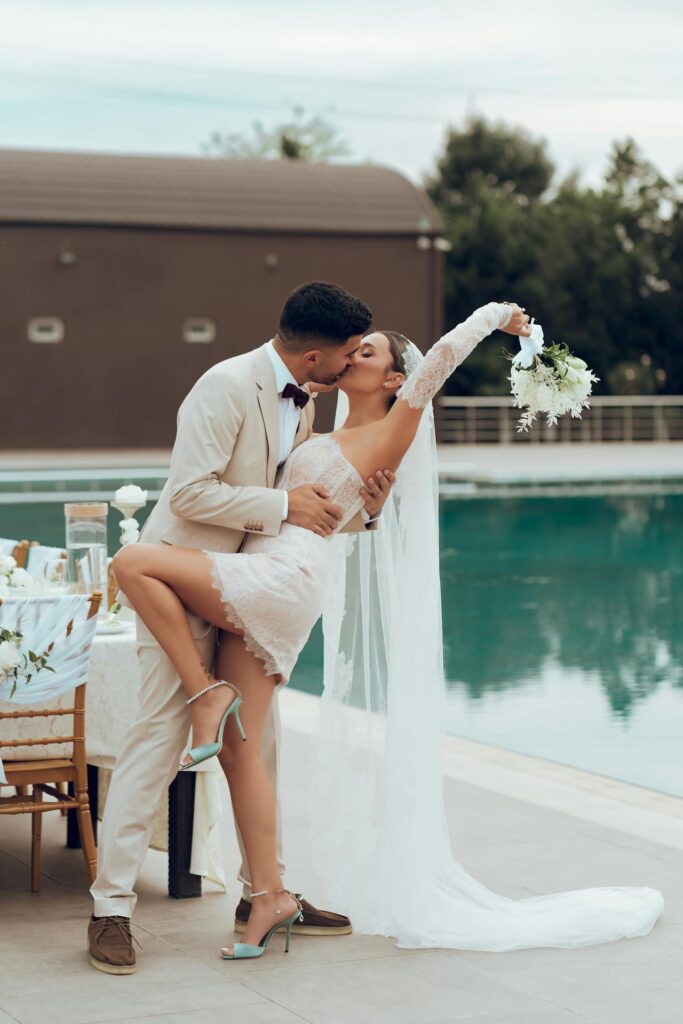 wedding suit and dress